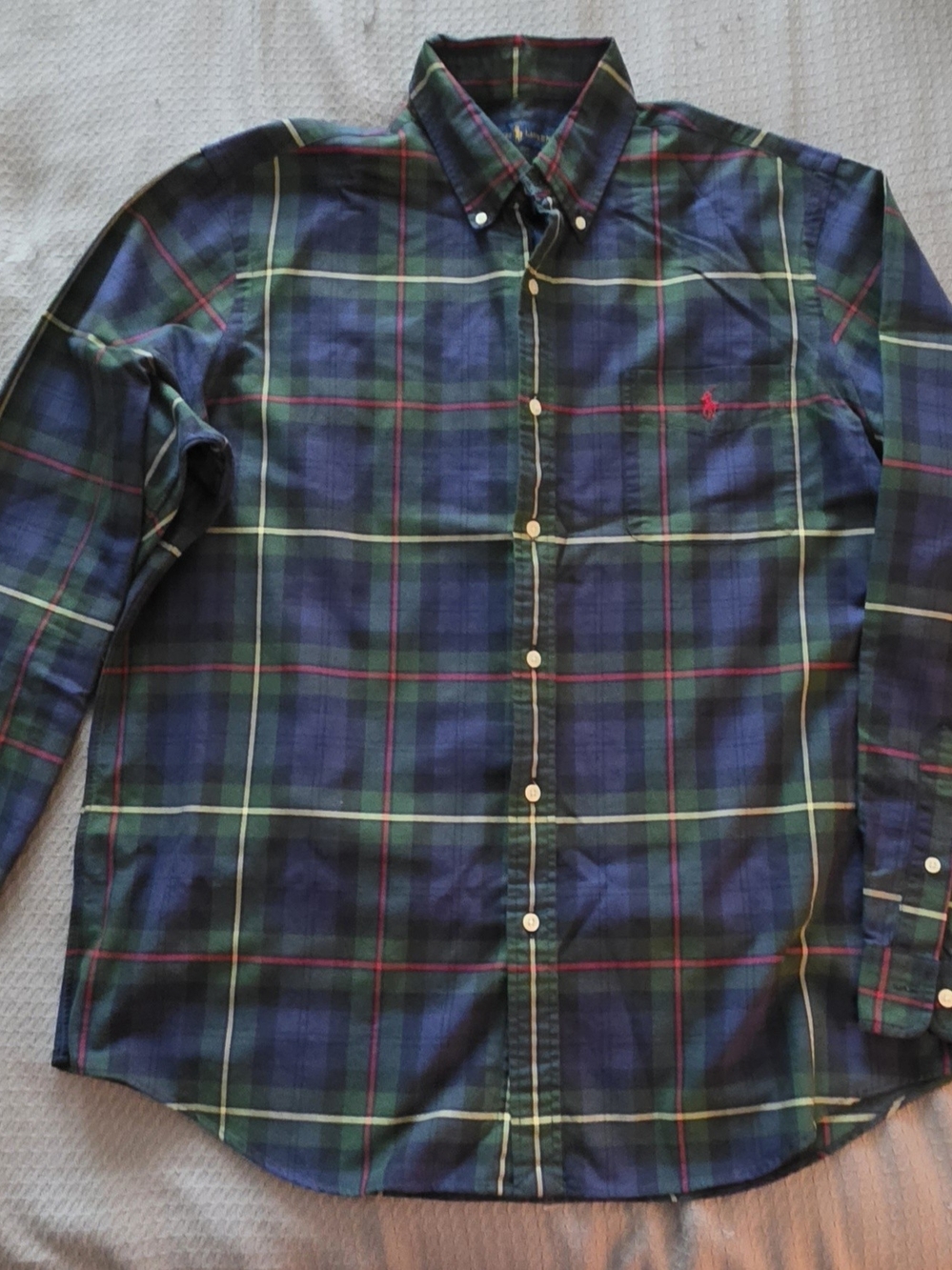 Ralph Lauren Navy & Green Plaid Button-Down Shirt
